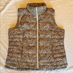 Lands' End Paisley Vest in Cream and Brown